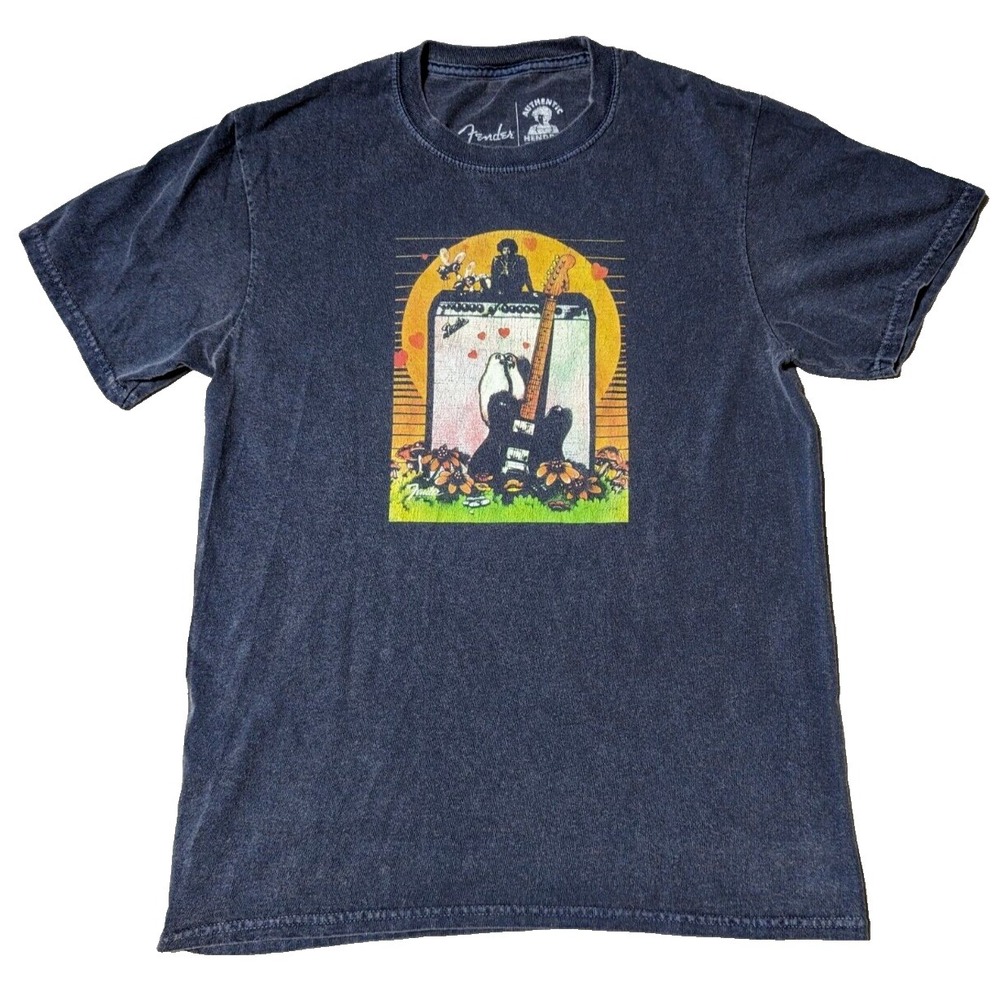 FENDER GUITAR x AUTHENTIC JIMI HENDRIX Juniors 13/14 Wellworn Boyfriend T-Shirt